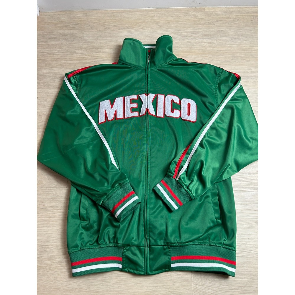 Mexico Track Jacket Mens Large Green Full Zip Soccer Coat Flag Embroidered MJ - Picture 1 of 5